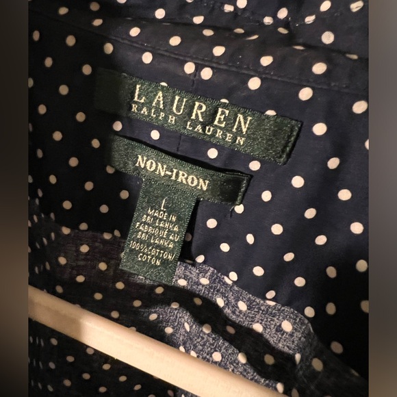 Ralph Lauren Cotton Navy polkadots Button Down - Picture 4 of 4